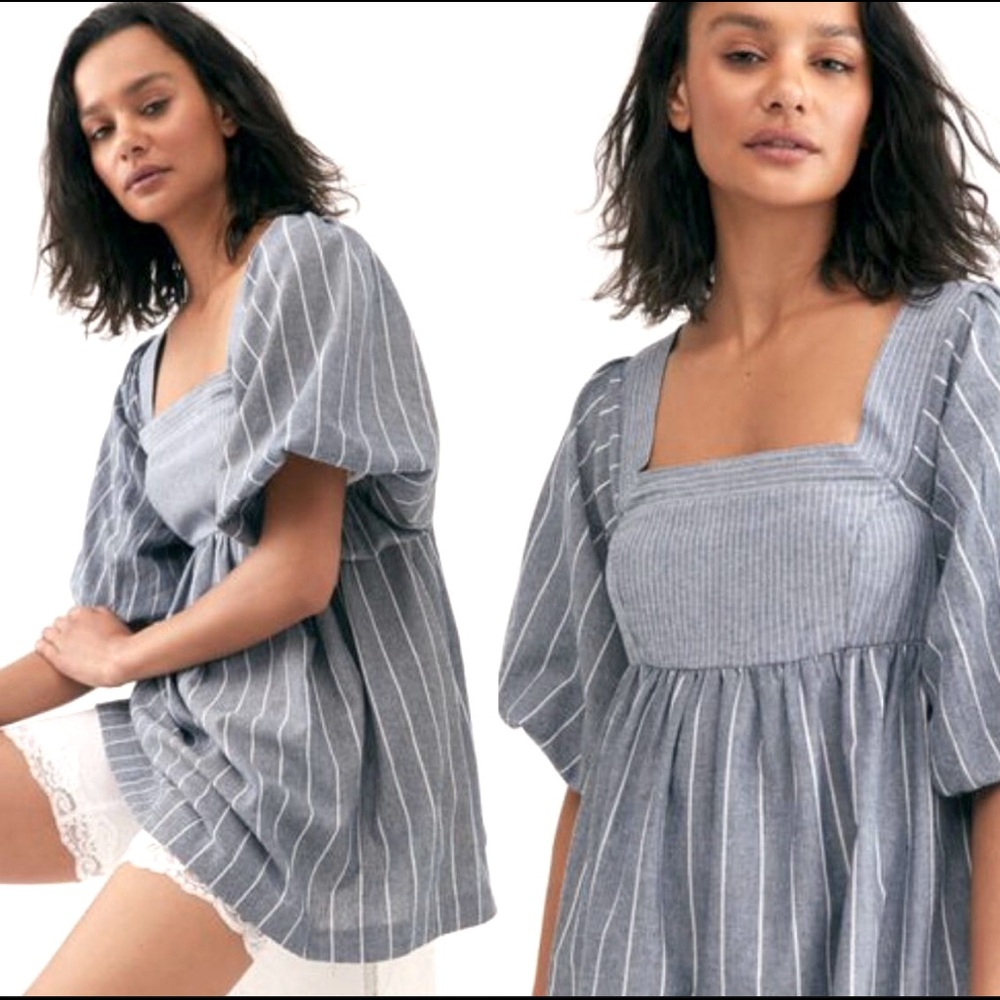 Free People ‘Gigi’ Striped Puff Sleeve Tunic Top